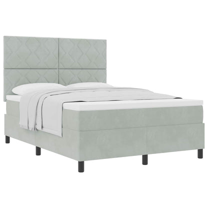Letto a molle con testiera Grigio chiaro 140 x 190 cm Velluto | homemem39