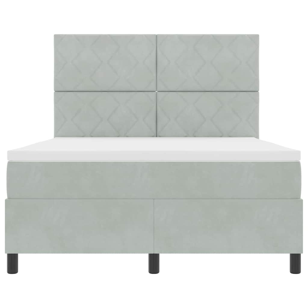 Letto a molle con testiera Grigio chiaro 140 x 190 cm Velluto | homemem39