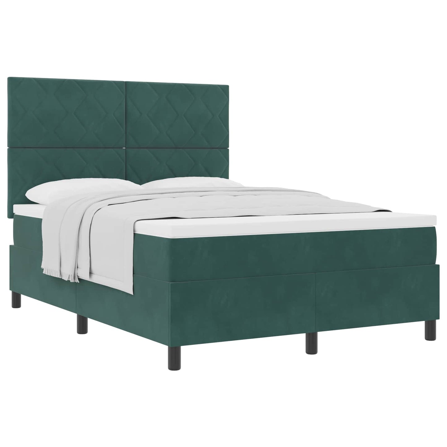 Letto a molle con testiera Verde Scuro 140 x 190 cm Velluto | homemem39