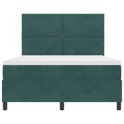 Letto a molle con testiera Verde Scuro 140 x 190 cm Velluto | homemem39