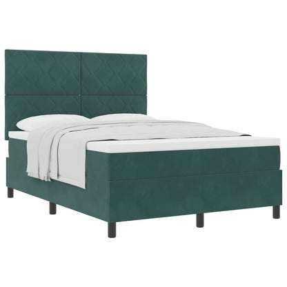 Letto a molle con testiera Verde Scuro 140 x 200 cm Velluto | homemem39