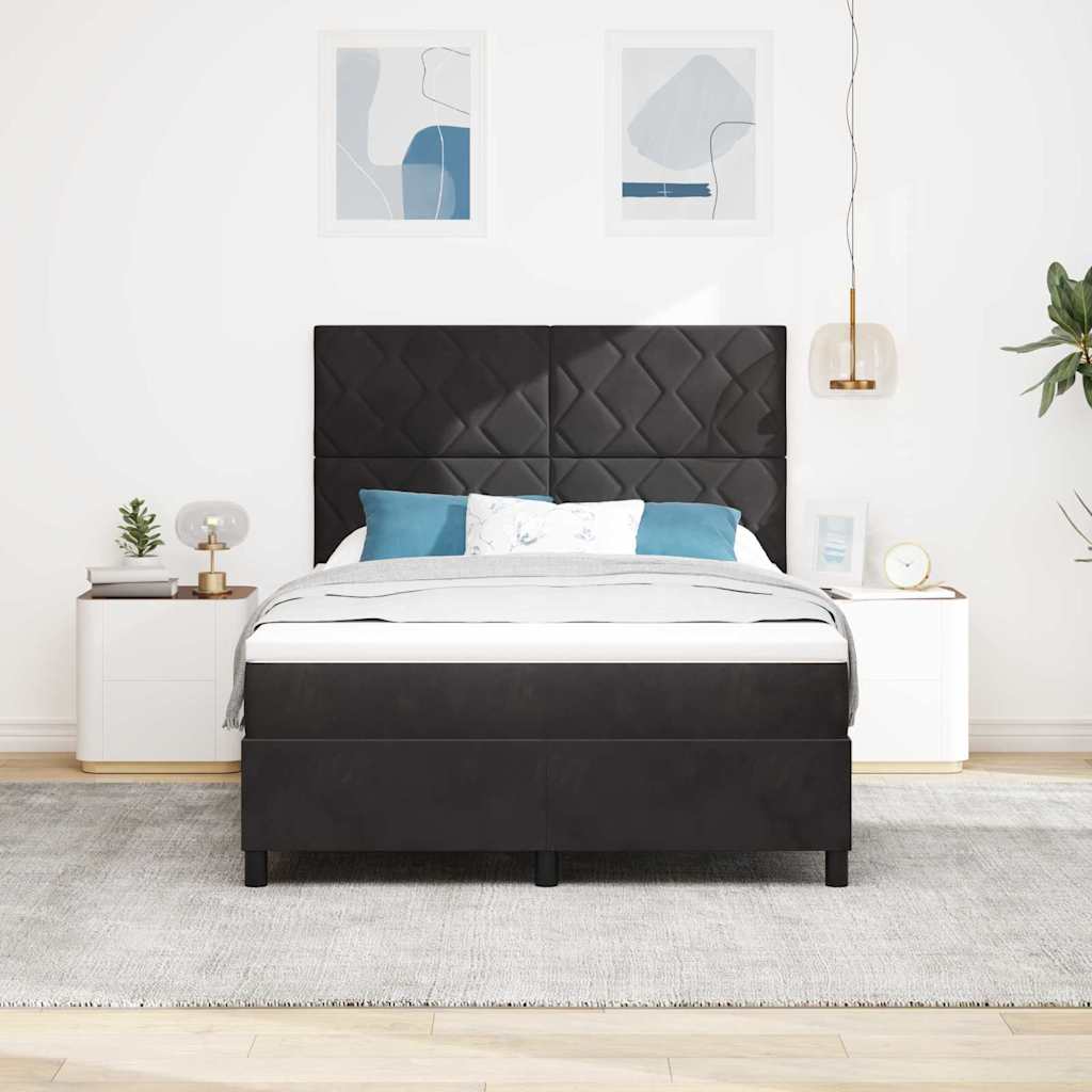 Letto a molle con testiera Nero 160 x 200 cm Velluto | homemem39