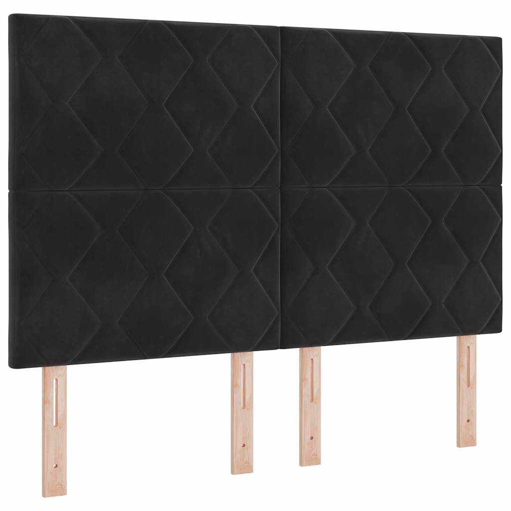 Letto a molle con testiera Nero 160 x 200 cm Velluto | homemem39