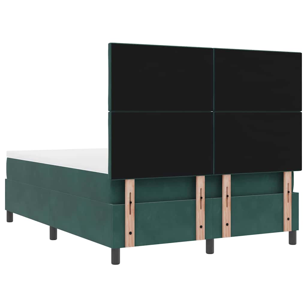 Letto a molle con materasso Verde Scuro 160 x 200 cm Tessuto