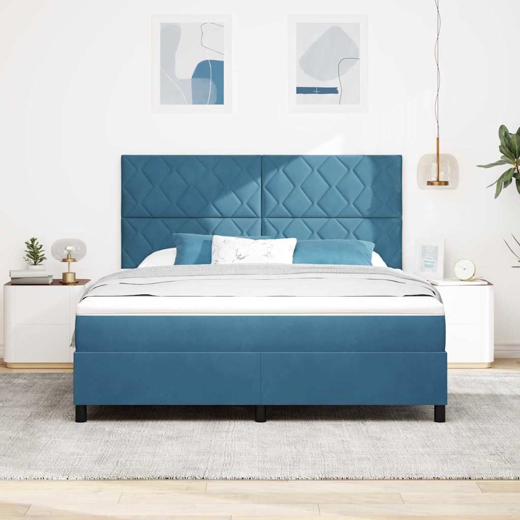 Letto a molle con testiera Blu Scuro 180 x 200 cm Velluto | homemem39