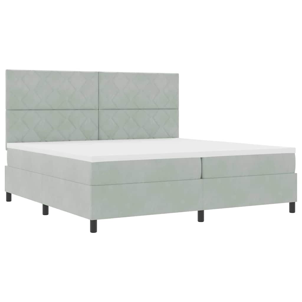Letto a molle con materasso Grigio chiaro 200 x 200 cm Tessuto