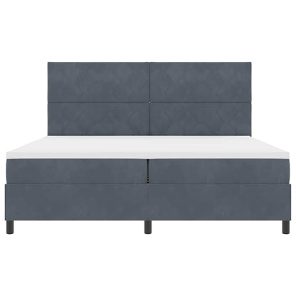 Letto a molle con materasso Grigio scuro 200 x 200 cm Tessuto
