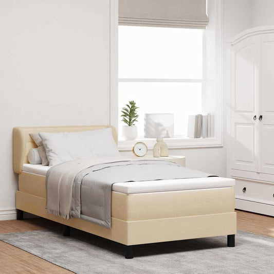 Letto a molle con materasso Crema 80 x 200 cm Tessuto | homemem39