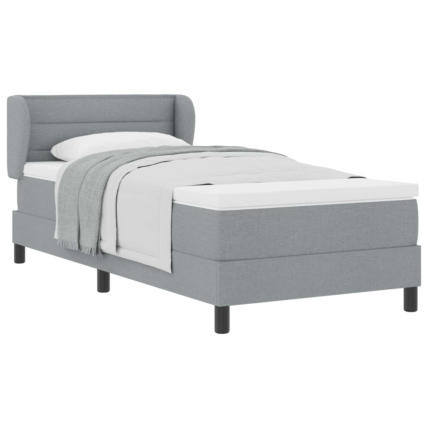 Letto a molle con materasso Grigio chiaro 90 x 190 cm Tessuto