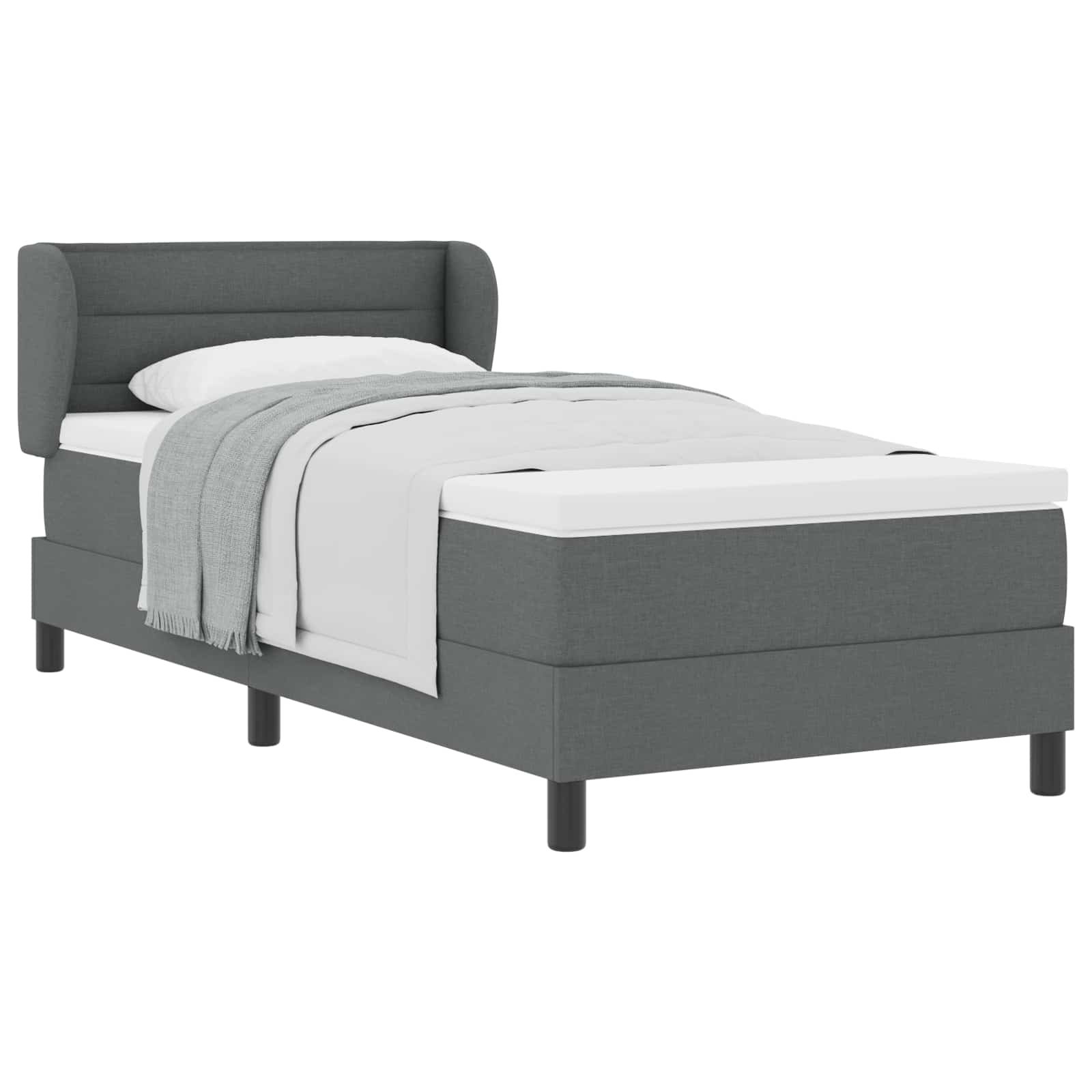 Letto a molle con materasso Grigio scuro 90 x 200 cm Tessuto | homemem39