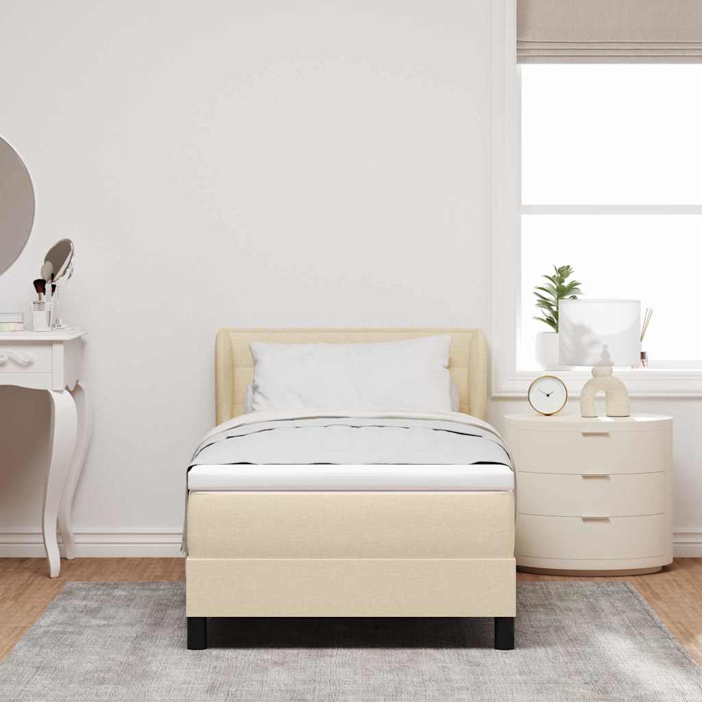 Letto a molle con materasso Crema 90 x 200 cm Tessuto | homemem39