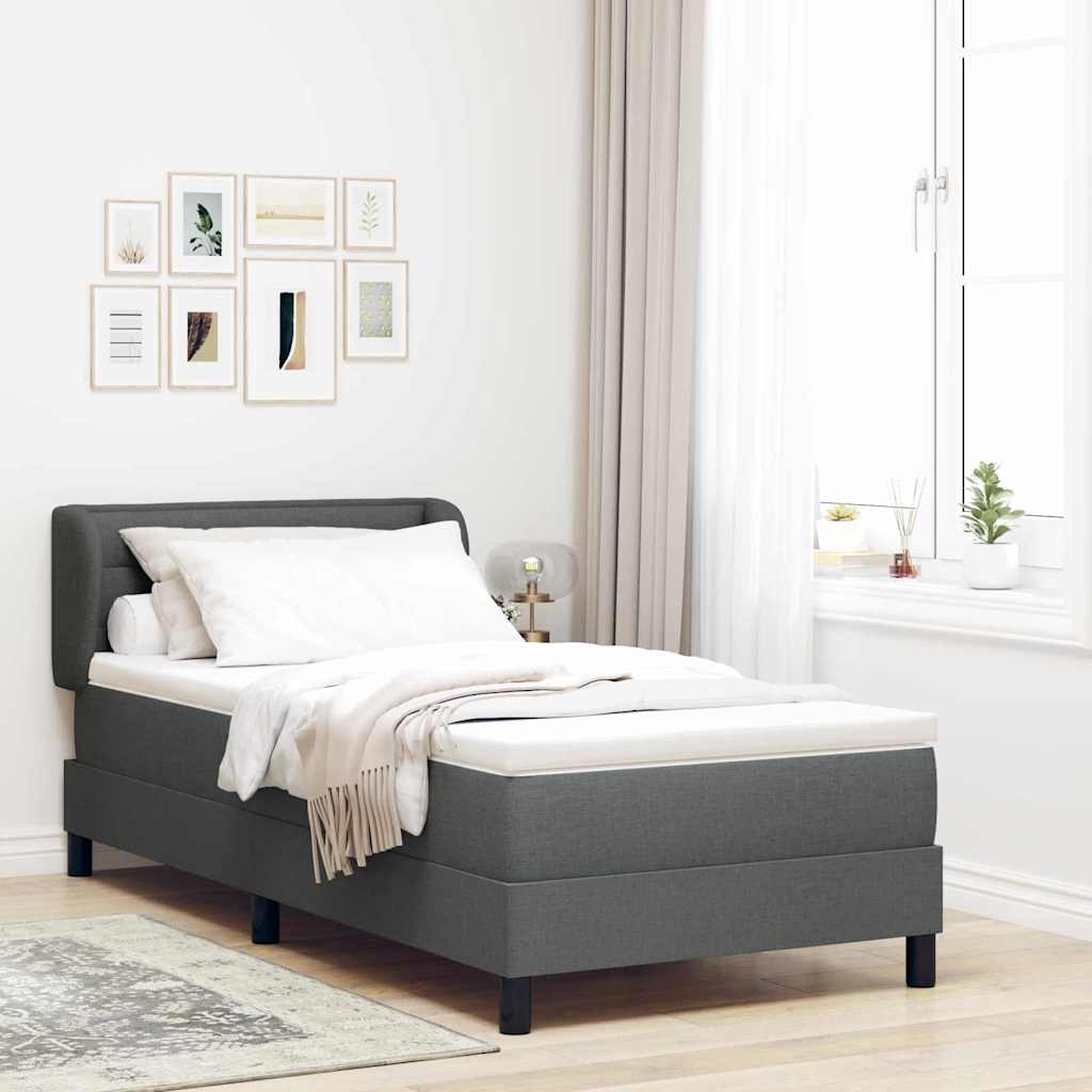 Letto a molle con materasso Grigio scuro 100 x 200 cm Tessuto