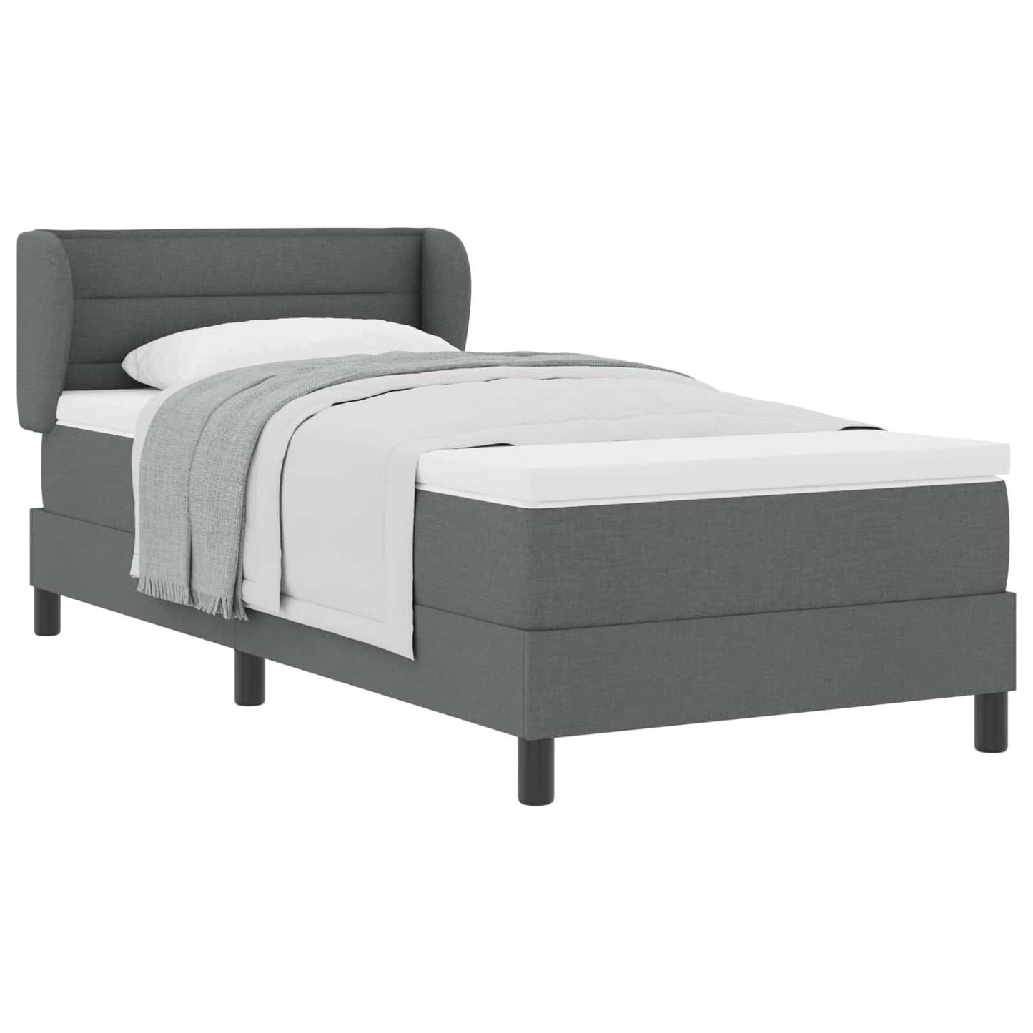 Letto a molle con materasso Grigio scuro 100 x 200 cm Tessuto