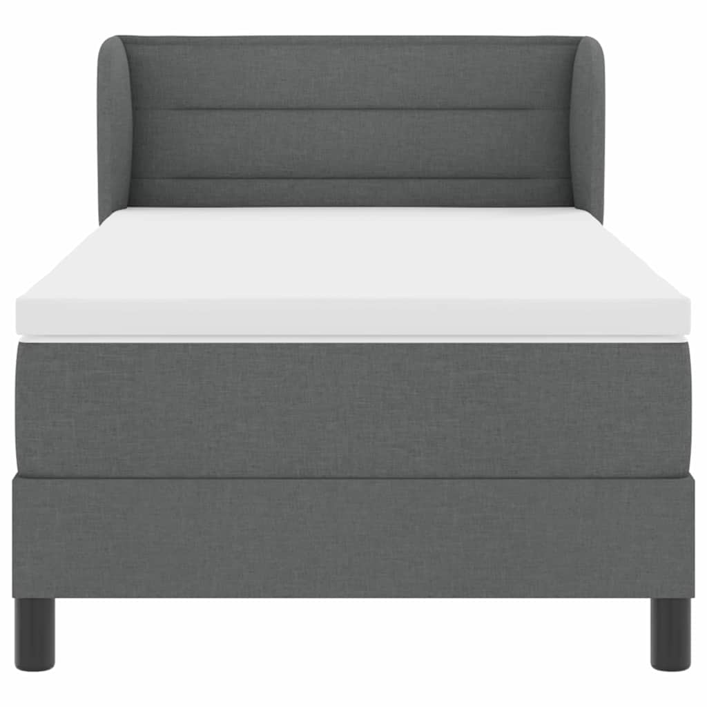 Letto a molle con materasso Grigio scuro 100 x 200 cm Tessuto