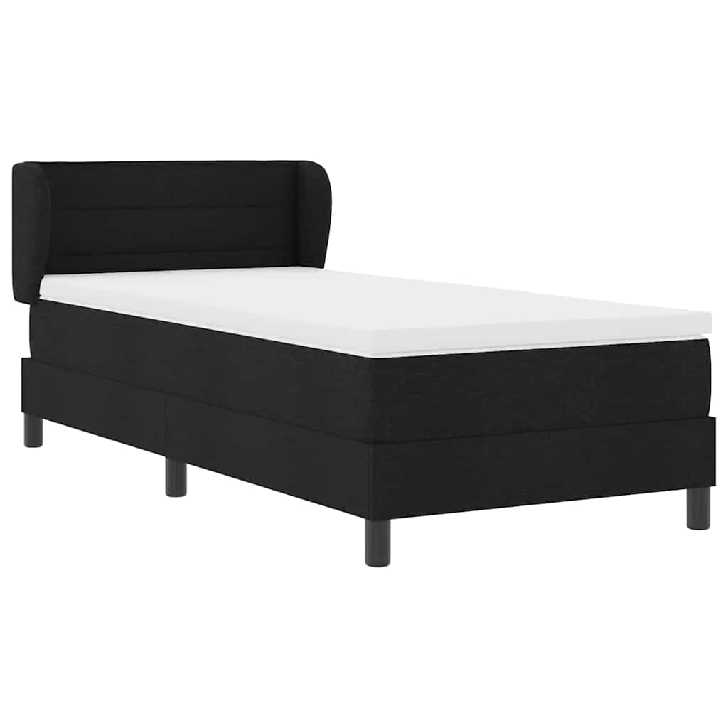 Letto a molle con materasso Nero 100 x 200 cm Tessuto