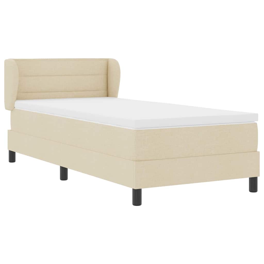 Letto a molle con materasso Crema 100 x 200 cm Tessuto
