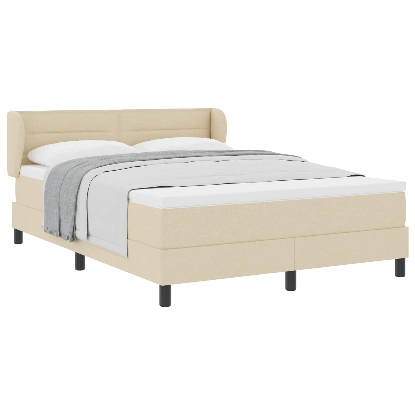 Letto a molle con materasso Crema 140 x 190 cm Tessuto | homemem39