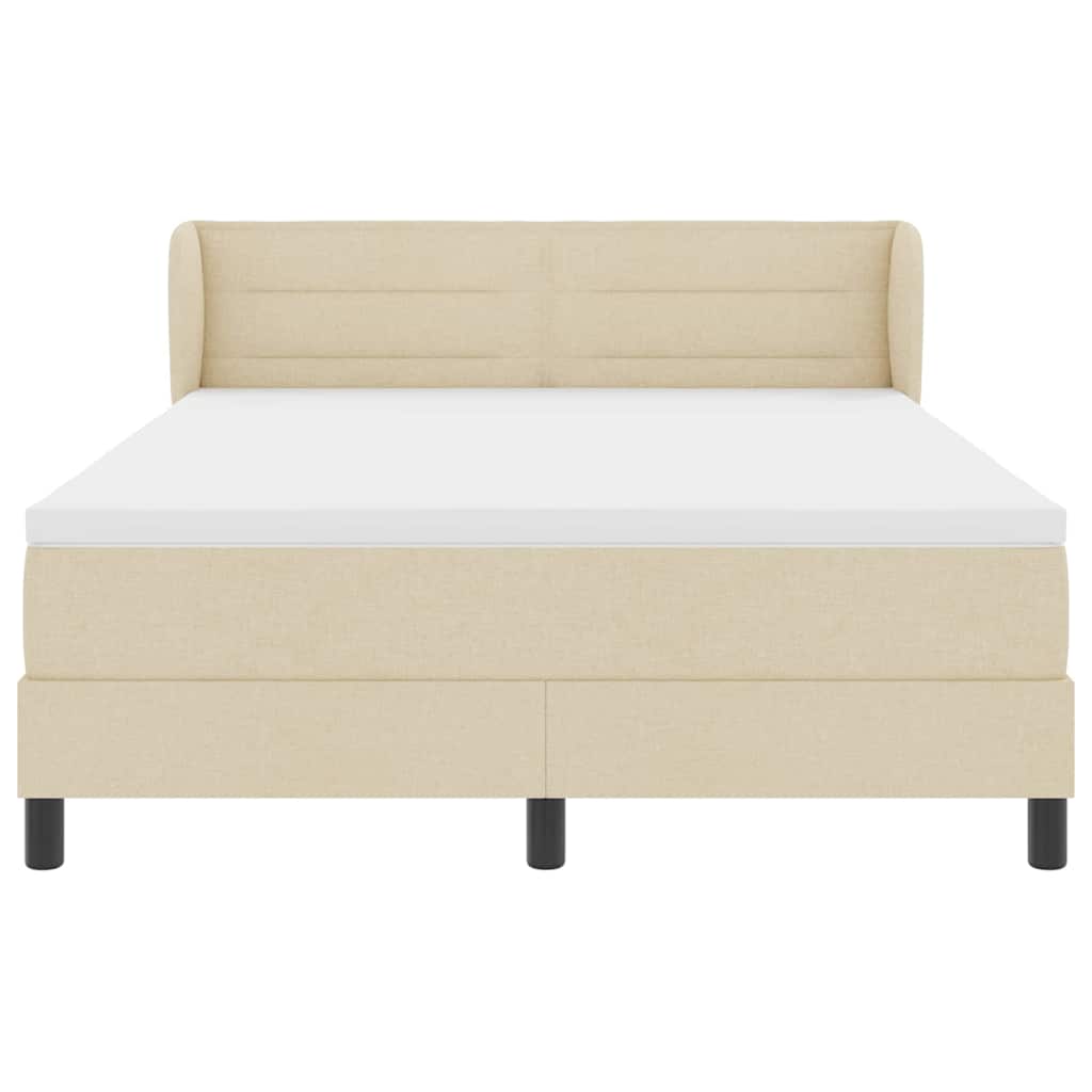 Letto a molle con materasso Crema 140 x 190 cm Tessuto | homemem39