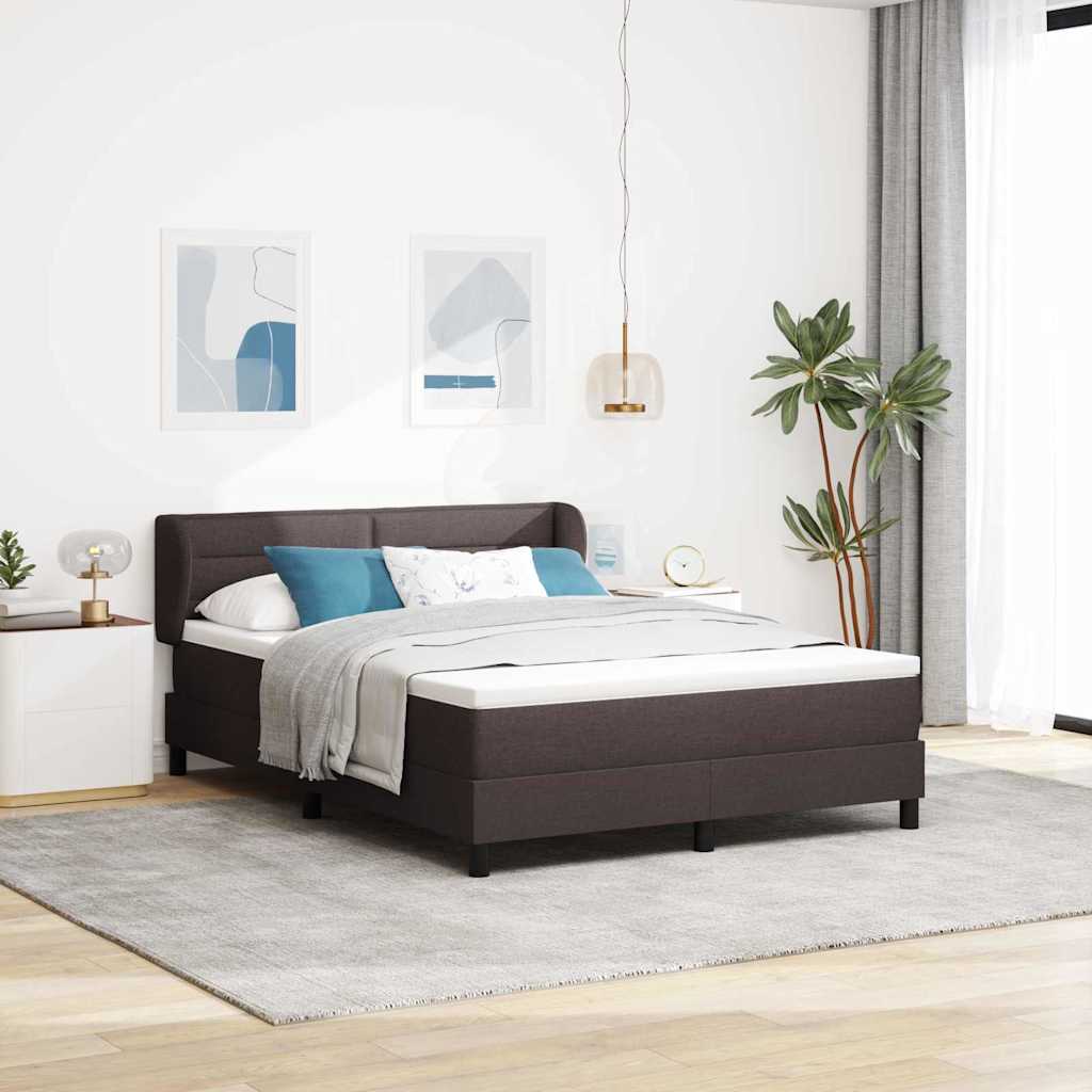 Letto a molle con testiera Marrone Scuro 140 x 200 cm Tessuto