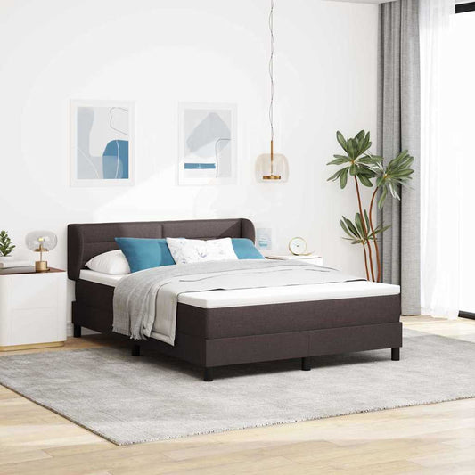 Letto a molle con testiera Marrone Scuro 140 x 200 cm Tessuto
