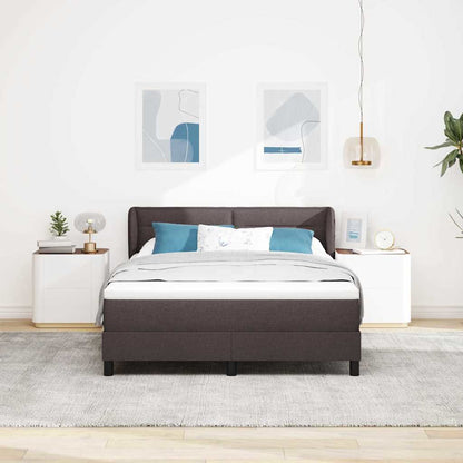 Letto a molle con testiera Marrone Scuro 140 x 200 cm Tessuto