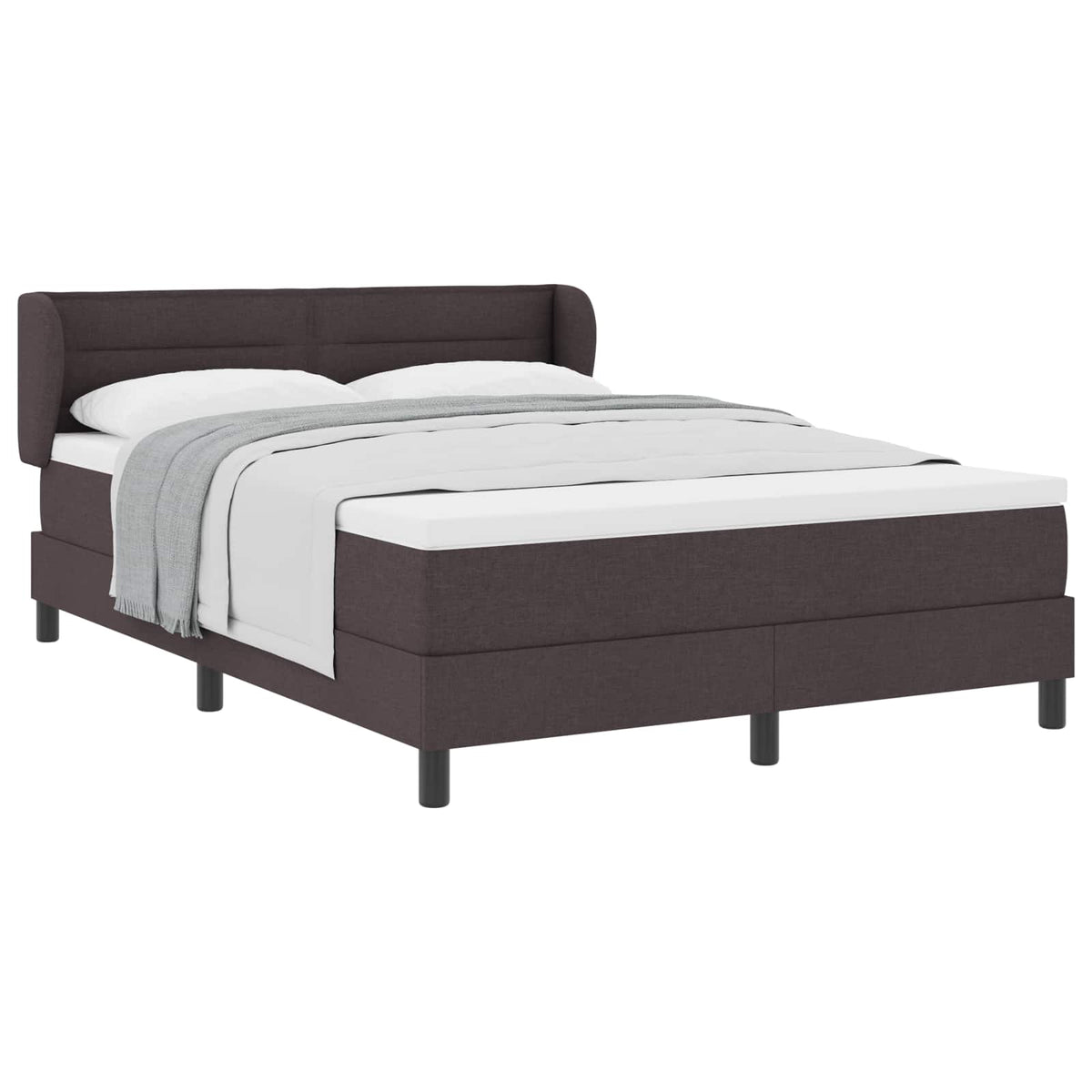 Letto a molle con testiera Marrone Scuro 140 x 200 cm Tessuto