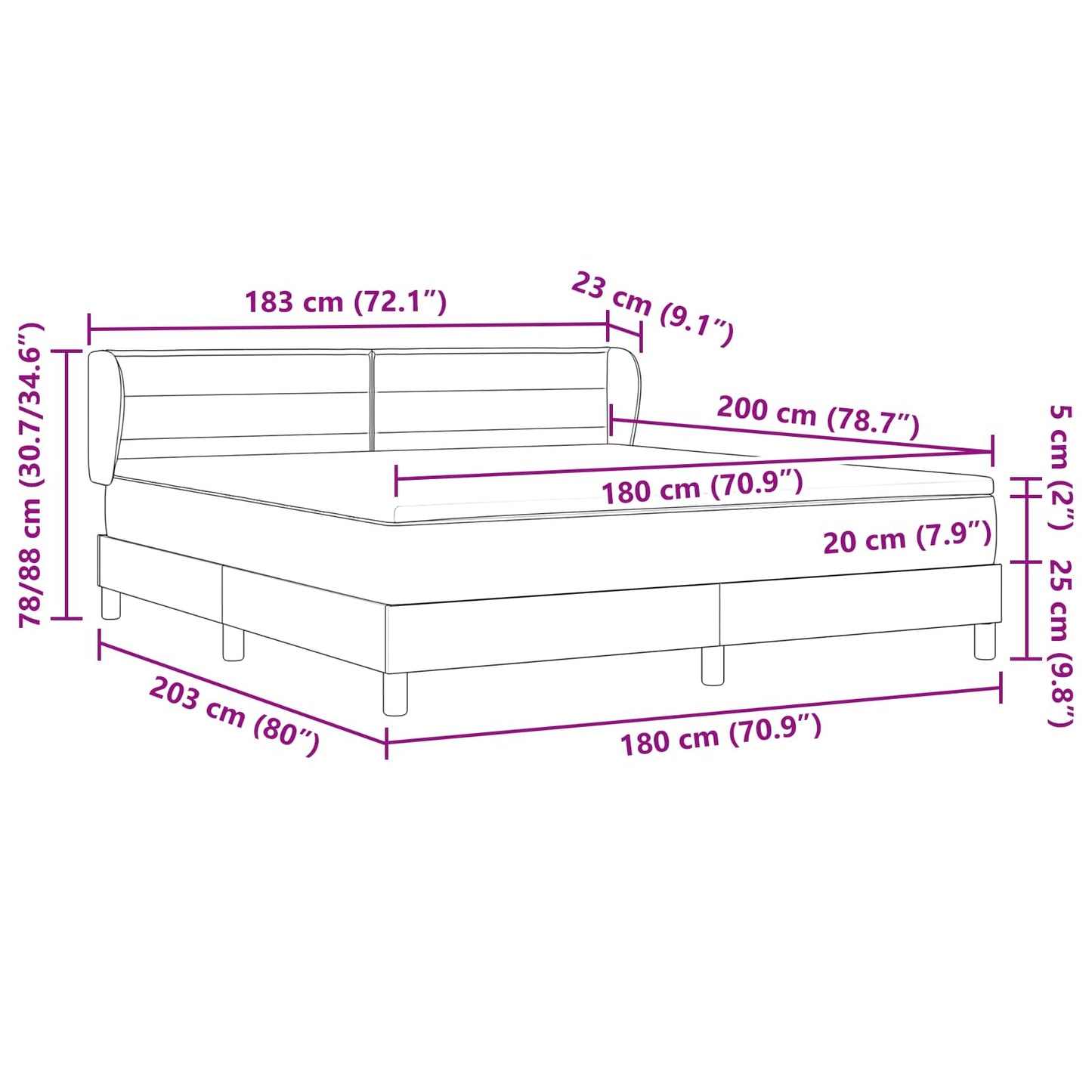 Letto a molle con materasso Grigio scuro 180 x 200 cm Tessuto