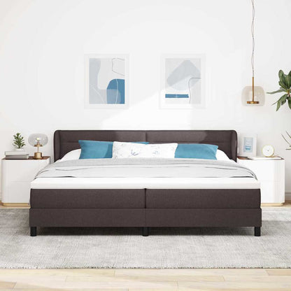 Letto a molle con materasso Marrone Scuro 200 x 200 cm Tessuto | homemem39
