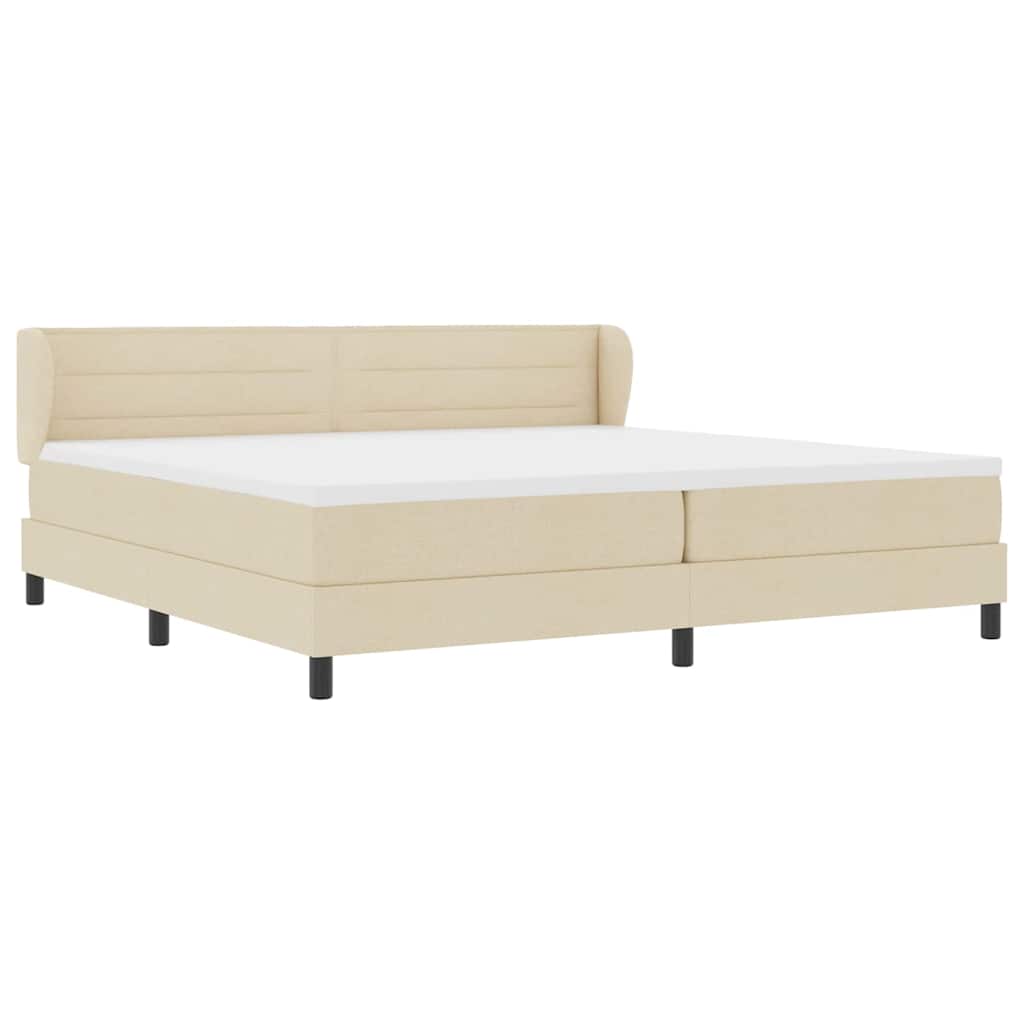 Letto a molle con materasso Crema 200 x 200 cm Tessuto