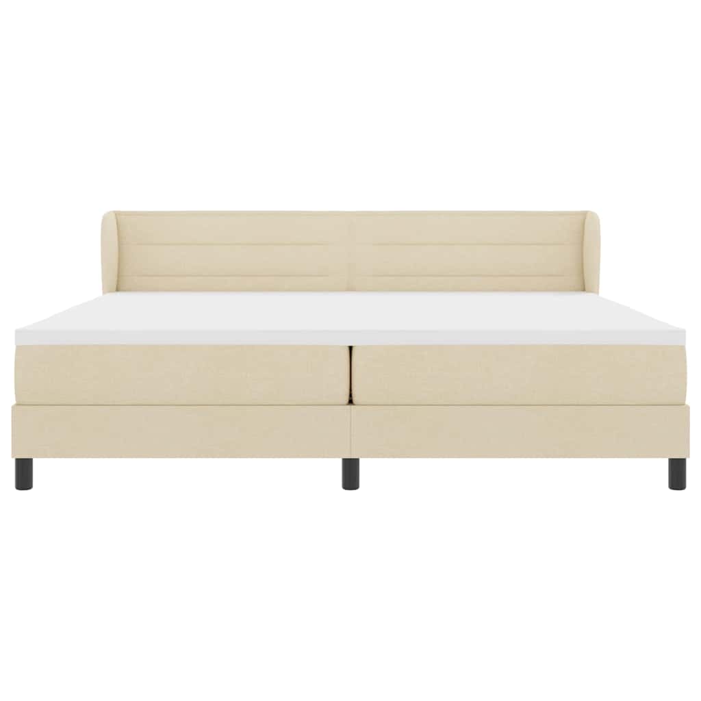 Letto a molle con materasso Crema 200 x 200 cm Tessuto