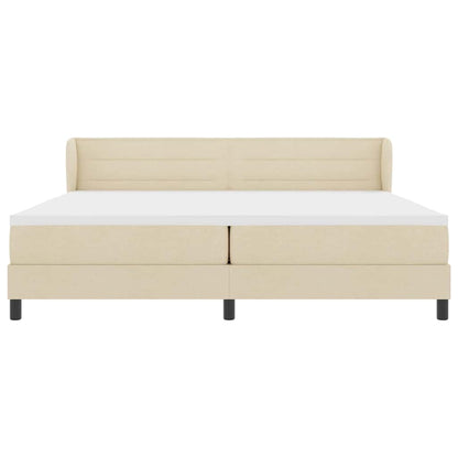 Letto a molle con materasso Crema 200 x 200 cm Tessuto