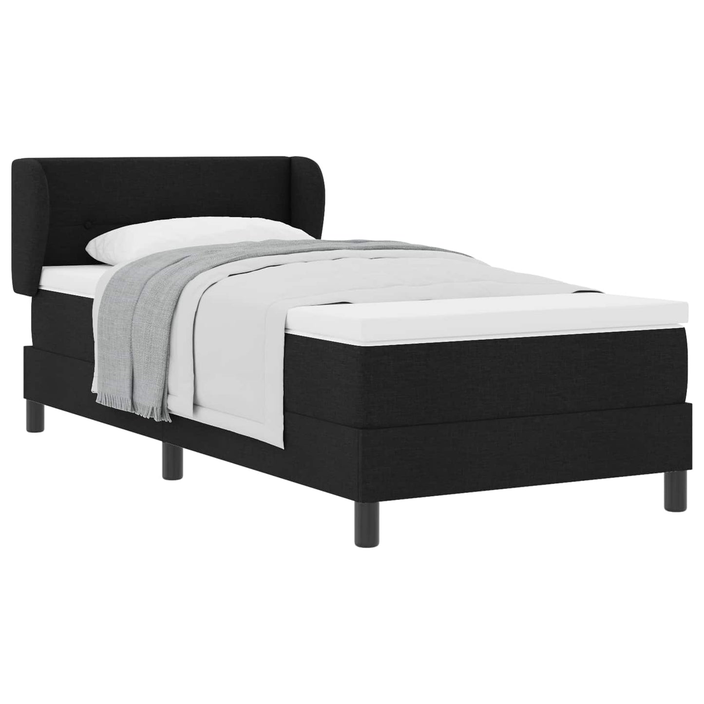 Letto a molle con testiera Nero 90 x 190 cm Tessuto | homemem39