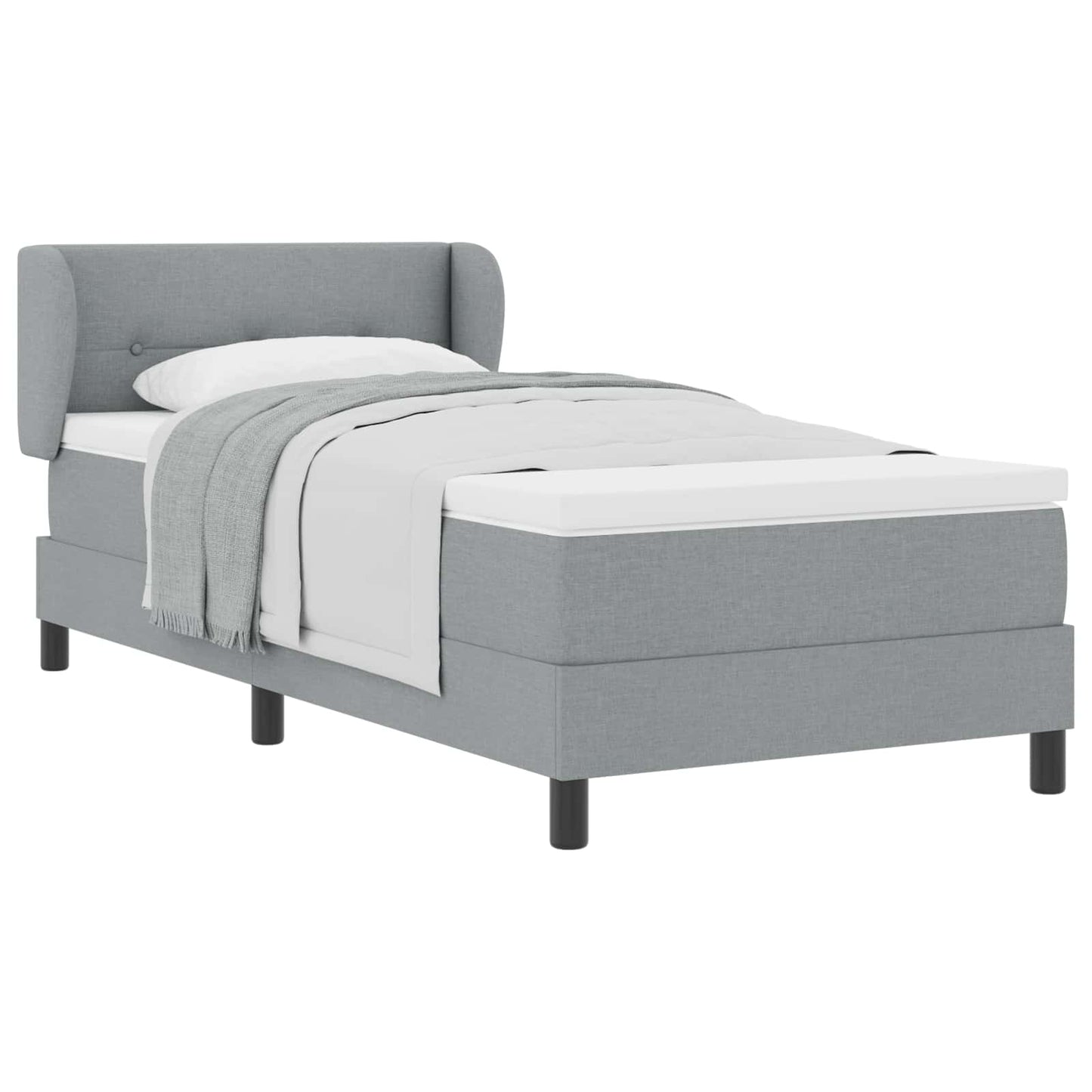 Letto a molle con testiera Grigio chiaro 100 x 200 cm Tessuto | homemem39