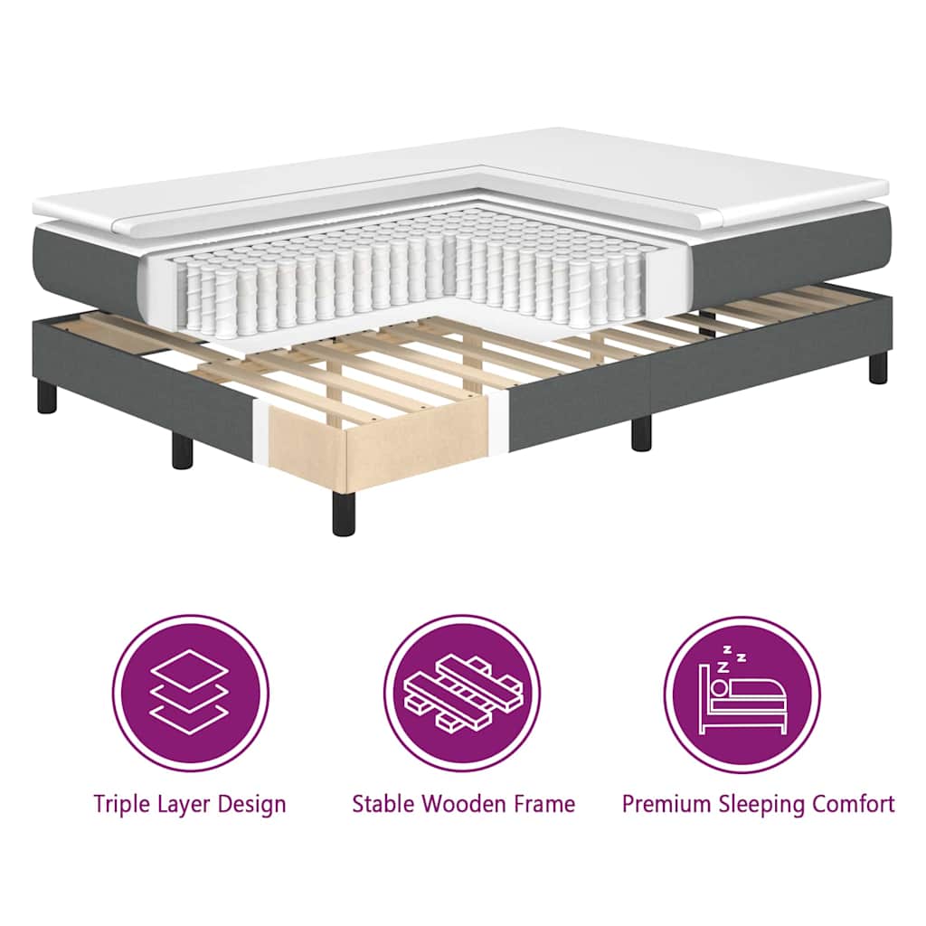Letto a molle con testiera Grigio scuro 140 x 200 cm Tessuto | homemem39
