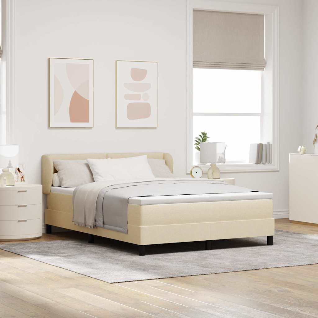 Letto a molle con testiera Crema 140 x 200 cm Tessuto | homemem39