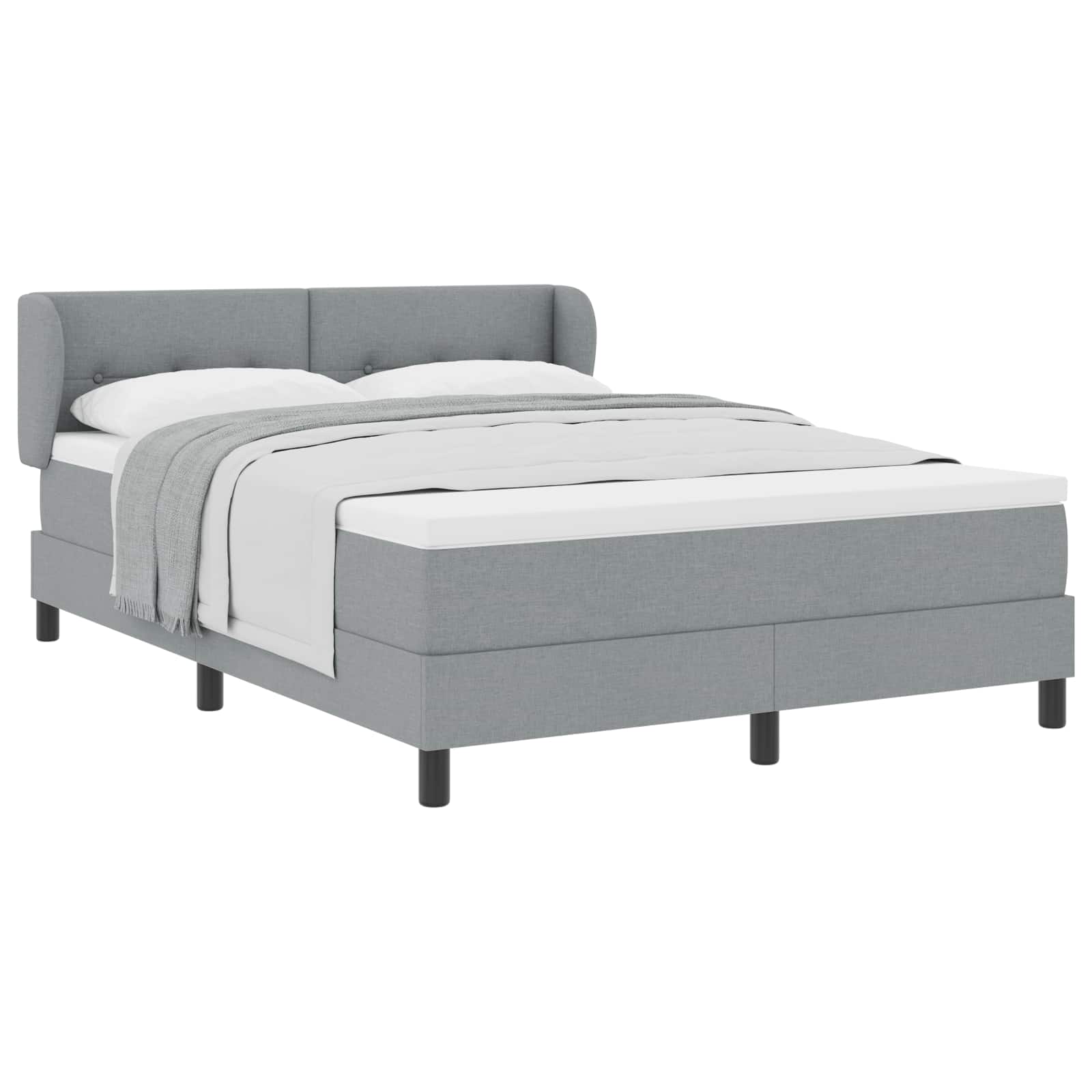 Letto a molle con testiera Grigio chiaro 160 x 200 cm Tessuto | homemem39