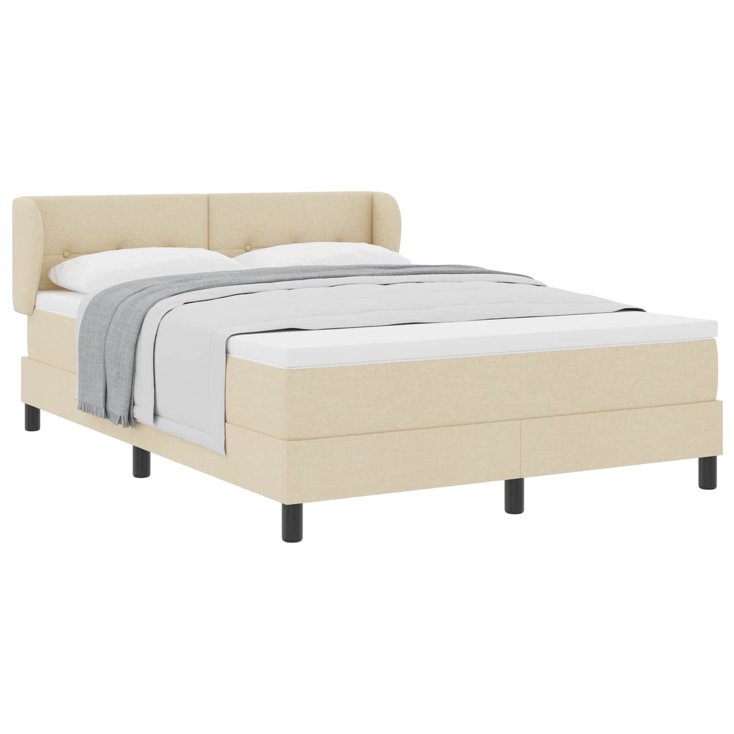 Letto a molle con testiera Crema 160 x 200 cm Tessuto | homemem39