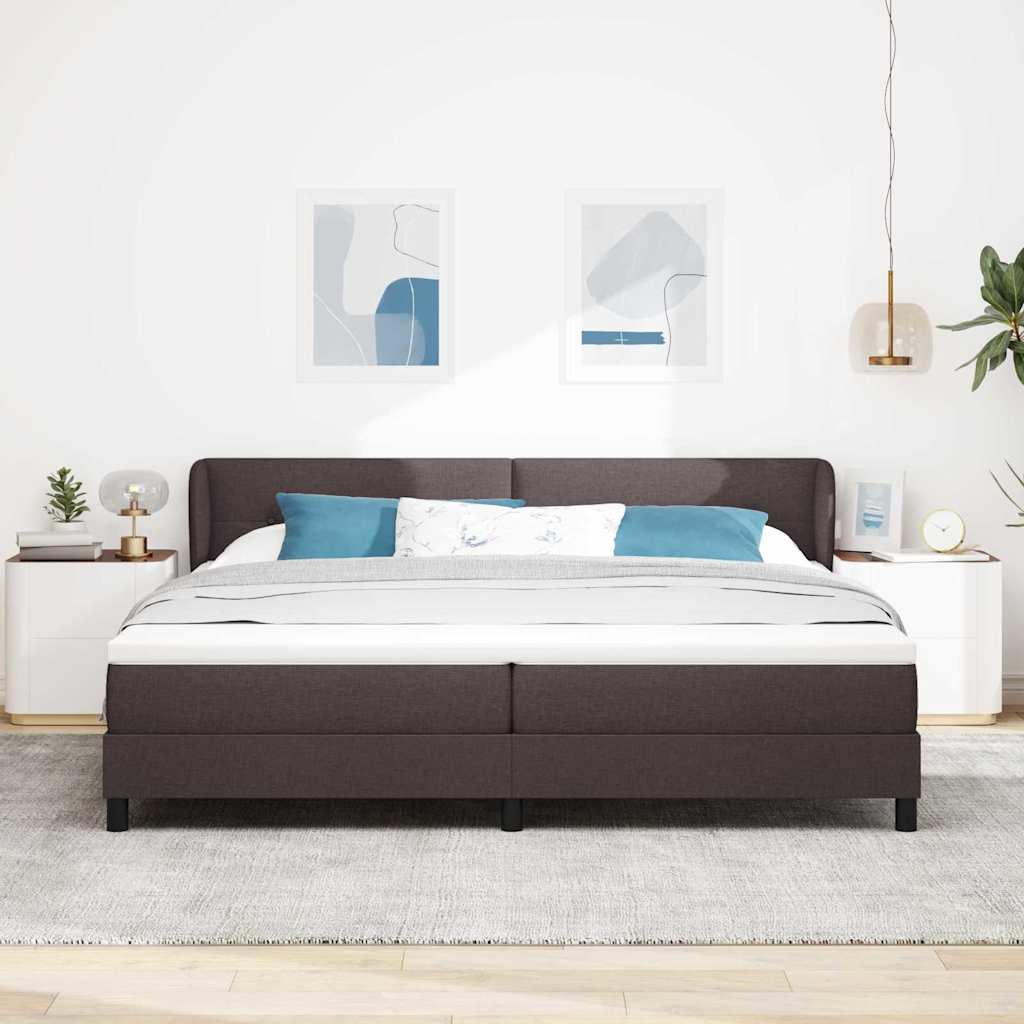Letto a molle con testiera Marrone Scuro 200 x 200 cm Tessuto | homemem39