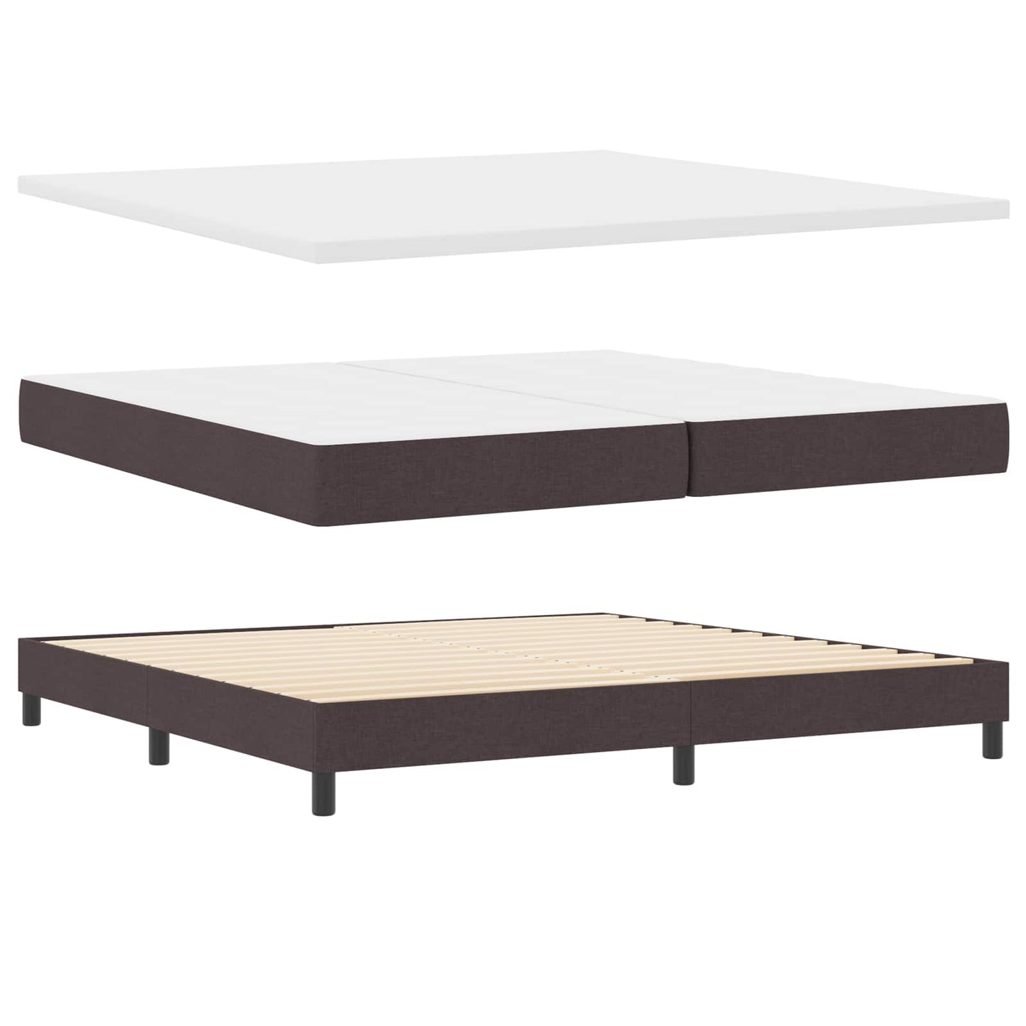 Letto a molle con testiera Marrone Scuro 200 x 200 cm Tessuto | homemem39