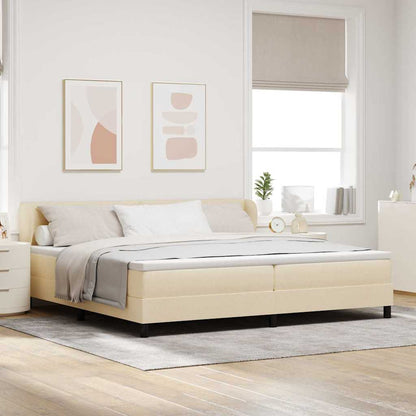 Letto a molle con testiera Crema 200 x 200 cm Tessuto | homemem39
