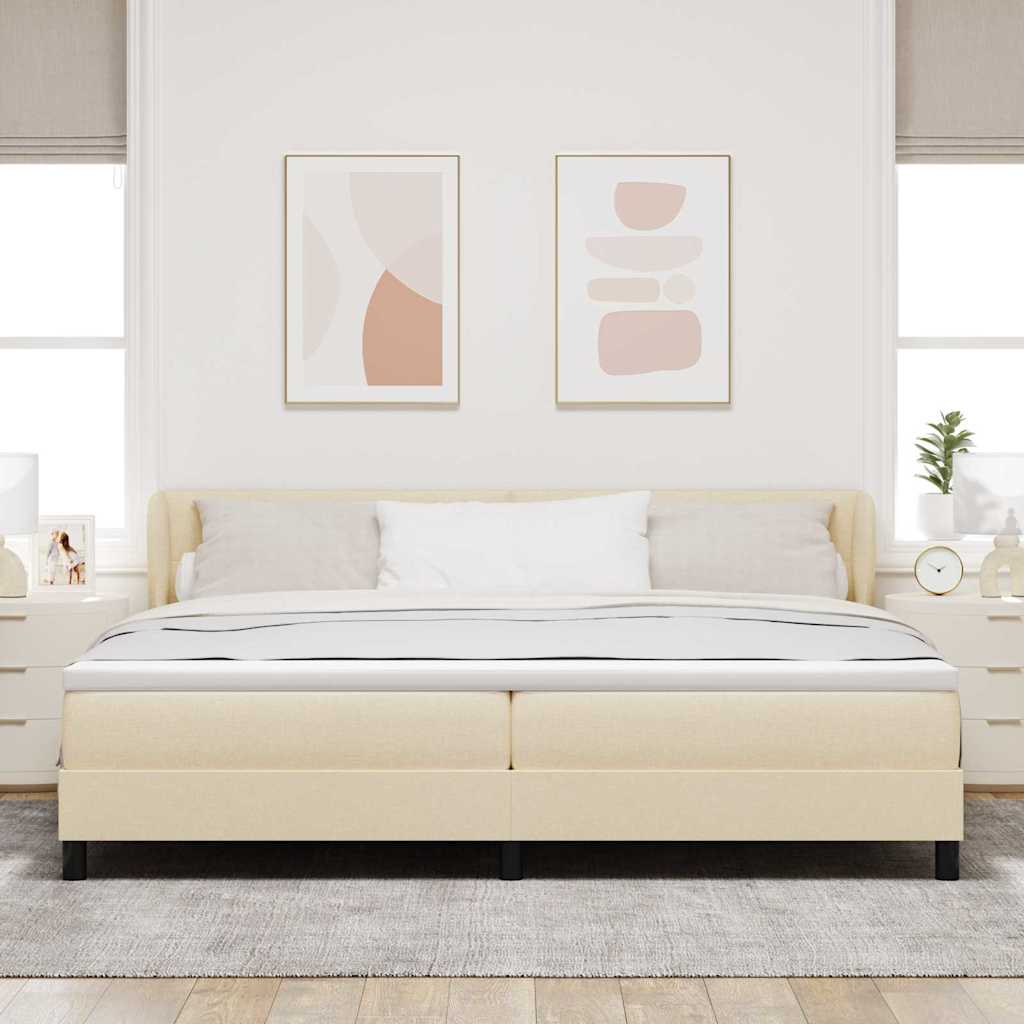Letto a molle con testiera Crema 200 x 200 cm Tessuto | homemem39