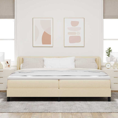 Letto a molle con testiera Crema 200 x 200 cm Tessuto | homemem39