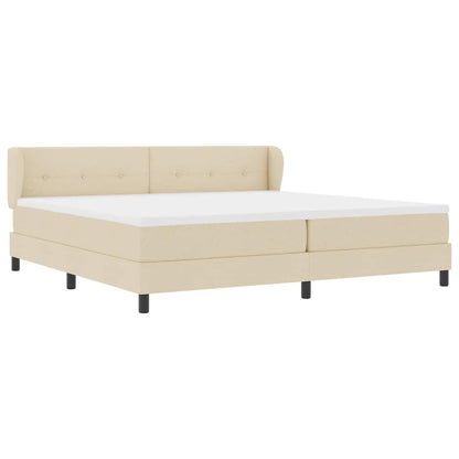Letto a molle con testiera Crema 200 x 200 cm Tessuto | homemem39