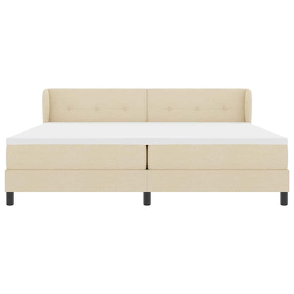 Letto a molle con testiera Crema 200 x 200 cm Tessuto | homemem39