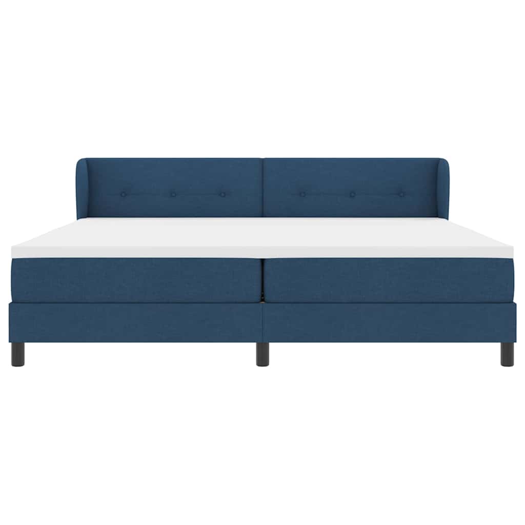 Letto a molle con testiera Blu 200 x 200 cm Tessuto | homemem39