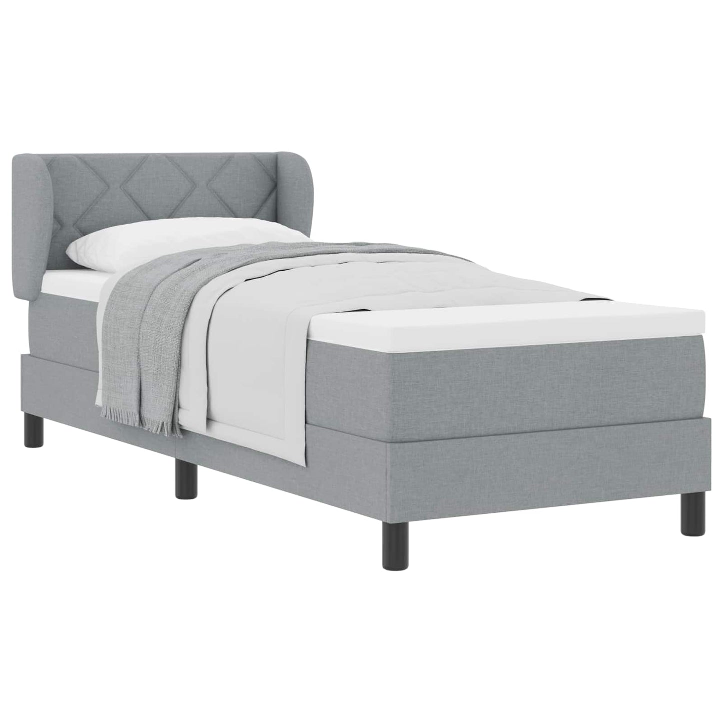 Letto a molle con materasso Grigio chiaro 80 x 200 cm Tessuto