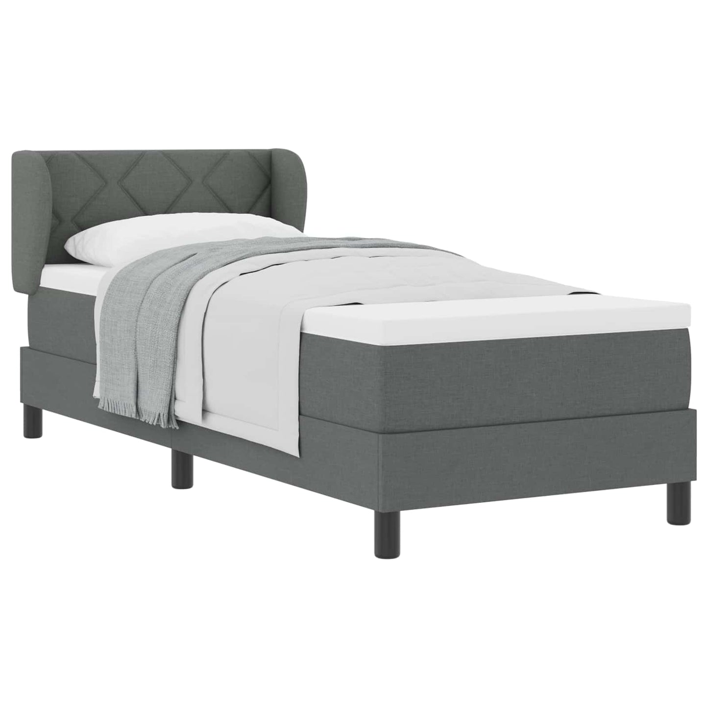 Letto a molle con testiera Grigio scuro 80 x 200 cm Tessuto | homemem39