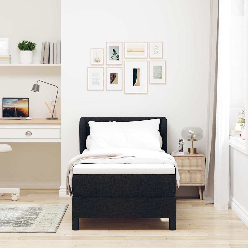 Letto a molle con testiera Nero 80 x 200 cm Tessuto | homemem39