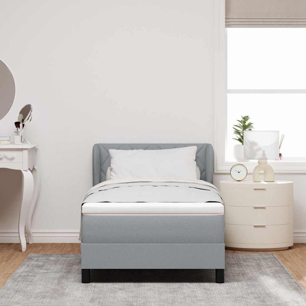 Letto a molle con testiera Grigio chiaro 90 x 190 cm Tessuto | homemem39