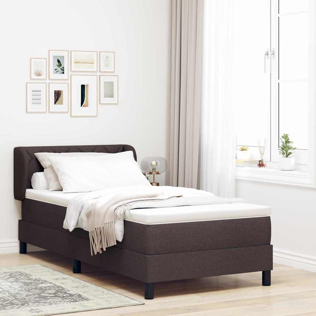 Letto a molle con testiera Marrone Scuro 90 x 190 cm Tessuto | homemem39